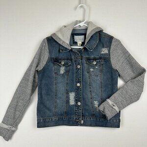 Sky & Sparrow Denim Knit Hooded Jacket
